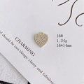 Detailed close-up of a heart-shaped pearl and diamond pendant measuring 16 by 14 mm - Pave Clear Crystal Heart Style (16#)
