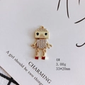 Detailed view of a gold robot charm with rhinestones measuring 33 by 20mm and weighing 3g - Rhinestone Robot (4#)