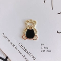 Detailed macro view of a gold-toned bear charm with black enamel for DIY jewelry making - Black Enamel Bear (6#)