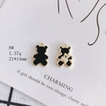 Close-up of black bear alloy charms with gold edges and dimensions for DIY jewelry - Mother and Child Black Bear (8#)