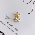 Macro shot of 20x14mm golden teddy bear pendant with a heart-shaped crystal stone - White Rhinestone Heart Teddy (11#)