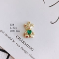 Detail of 20x14mm golden bear charm with green heart crystal for DIY jewelry - Green Rhinestone Heart Teddy (12#)