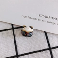 Macro detail of hand-painted ceramic lucky cat beads with gold accents and floral patterns - Black White Gold Gilded Style (7#)