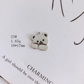 Detailed view of silver bear charm 18x17mm for DIY jewelry making with weight data - Silver Cartoon Bear (23#)