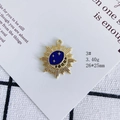Detailed view of sun and moon alloy pendant with blue enamel and sparkling black zircons - Sun Moon Rhinestone Style (3#)