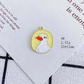 Detail view of 4# white duck enamel pendant with gold border and yellow background charm - Cartoon White Duck Shape (4#)