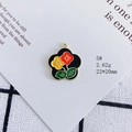 Close-up of a floral alloy enamel pendant with red and yellow flowers for DIY jewelry - Black Base Enamel Floral (5#)