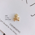 Detail of 16x12mm gold bear charm showing honeycomb texture and top ring for DIY jewelry - Honeycomb Gold Bear (26#)