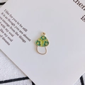 Detail showing green enamel mushroom pendant with floral pattern for DIY jewelry crafts - Gradient Green (3#)