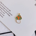 Detail of DIY mushroom pendant with orange enamel and green floral patterns - Orange (5#)
