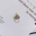 Detail of DIY mushroom pendant with colorful enamel dots and golden metallic frame - Purple (7#)
