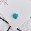 Close-up of cyan heart-shaped alloy pendant with LOVE lettering and round top hook - Cyan Blue (3#)