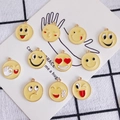 Set di 11 divertenti ciondoli emoji gialli in lega per creazione di gioielli DIY - Misto