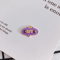 Purple enamel CUTE letter charm in cat ear speech bubble design with gold trim - Purple