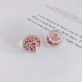 Detail of clear resin sphere charms filled with sparkling rose gold glitter for DIY crafts - Rose Gold Foil Style (3#)