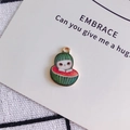 Detailed macro shot of a cute alloy cat pendant with a watermelon hat for DIY jewelry - Watermelon Cat Style (1#)