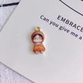Detail of a cute orange polka dot cat enamel charm for DIY jewelry and crafts - Orange Suit Cat Style (2#)