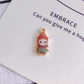 Detailed close-up of a cute cartoon doll alloy pendant with red hooded cloak and metal loop - Red Strawberry Cat Style (4#)