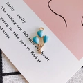 Golden alloy blue enamel triple heart balloon pendant for DIY jewelry making charm - Blue
