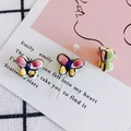Three colorful butterfly ceramic beads for DIY crafts in pink, yellow and blue colors - 10# Colorful Hand-painted Mix