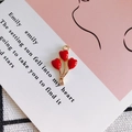 Detailed view of red enamel heart balloon charm for DIY jewelry making and crafts - Red