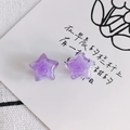 Close-up of purple acrylic star pendants with sparkling glitter for DIY jewelry making - Purple (5#)