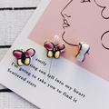 Three-piece set of colorful butterfly ceramic pins in purple, yellow, and blue finishes - 12# Pink Purple Yellow Blue