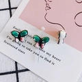 Cute butterfly ceramic charm in vibrant green, black and pink with glossy glaze finish - 14# Emerald Green Pink Black
