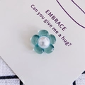 Detailopname van doorschijnende blauwe acrylbloem met parel voor DIY haaraccessoire-onderdelen - 5# Lichtblauw