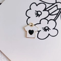 DIY alloy t-shirt pendant with white enamel and black heart detail for jewelry - Black