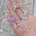 Bow-shaped aurora white acrylic beads for DIY handmade bracelets and jewelry making - Iridescent Bow Accessory - Starry Luminous White (A21#)