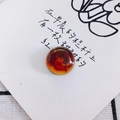 Detail of amber resin bead with marbled texture and hole for DIY jewelry making - Amber Swirl Style (7#)