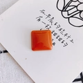 Macro shot of square orange resin flatback with smooth glossy finish for DIY crafts - Red-Orange (2#)