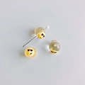 Gros plan de trois perles en verre jaune translucide avec des motifs de smiley cool - Style Smiley à Lunettes de Soleil (3#)