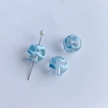 Perles en verre peintes à la main rayées bleu et blanc pour bijoux DIY - Style Rayures Bleues et Blanches (24#)