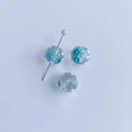 Perles en verre bleu clair peintes à la main avec pois roses pour bijoux artisanaux - Style Motif à Points Ondulés Bleus (26#)