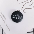 Round black leather texture DIY accessory featuring white Chinese text and bird illustration - Like You (2#) / 2# Black