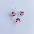 Perles en verre peintes à la main avec motifs cœurs rouges pour création de bijoux DIY - Style Motif Cœur Rouge (29#)