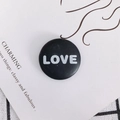 Round black leather DIY badge with white LOVE lettering and lychee texture for coats - LOVE Letters (4#) / 4# Black