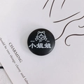 Round black leather badge with cartoon girl design and Chinese text for DIY accessories - 5# Black