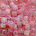 Perle a bolle rosa aurora rotonde con glitter per la creazione di braccialetti - Perlina Rotonda Rosa Cangiante Aurora (A81#)