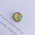Unregelmäßige Harzperle in Bernstein und Smaragdgrün mit Ölgemälde-Textur für DIY-Schmuck - Bernsteingrüne Wasserwelle (2#)