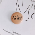 Minimalist light orange leather round button with Goddess script for DIY accessories - 13# Pink