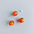 Perle de kaki en verre orange avec feuille verte pour bijoux faits à la main - Style en Forme de Kaki Orange (11#)