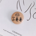 Round brown leather button badge with cartoon boy and xiao ge ge text for DIY accessories - 17# Pink