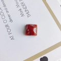 Square red resin charm with marble ink texture for DIY jewelry and phone cases - Red Marble (7#)