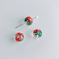 Perles en verre faites à la main avec motifs floraux rouges pour bijoux DIY - Style Fleurs Rouges et Feuilles Vertes (13#)