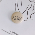 Light beige leather round badge with heart graphic and Chinese text for DIY accessories - 21# Off-White