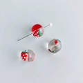Perles en verre peintes à la main motif fraise pour accessoires bijoux DIY - Style en Forme de Fraise (15#)