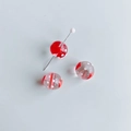 Perles de verre faites main rouge et blanc pour bijoux DIY avec tige en métal et trou - Style Champignon à Pois Rouges et Blancs (16#)
